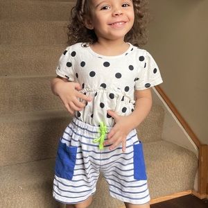 Zara Striped Jogger Shorts with Drawstring and Pockets